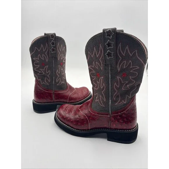 Ariat Boots Womens Size 6 B ProBaby Ostrich Print Red & Grey 16708 - Picture 1 of 9